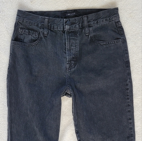 J Brand Wynne Jeans Black Overthrow High Rise Button Fly Cropped Cutout Hems 26 - Picture 4 of 14